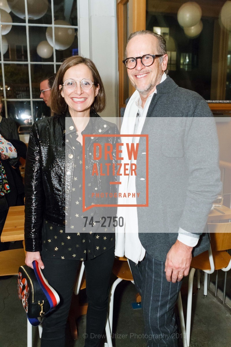 Sarah Thornton, Tony Conrad, CCA Wattis Mechanisms Artist Dinner, Tartine Manufactory. 595 Alabama Street, SF 94110, October 11th, 2017, Photo #74-2750 Sarah Thornton, Tony Conrad, Photo #74-2750