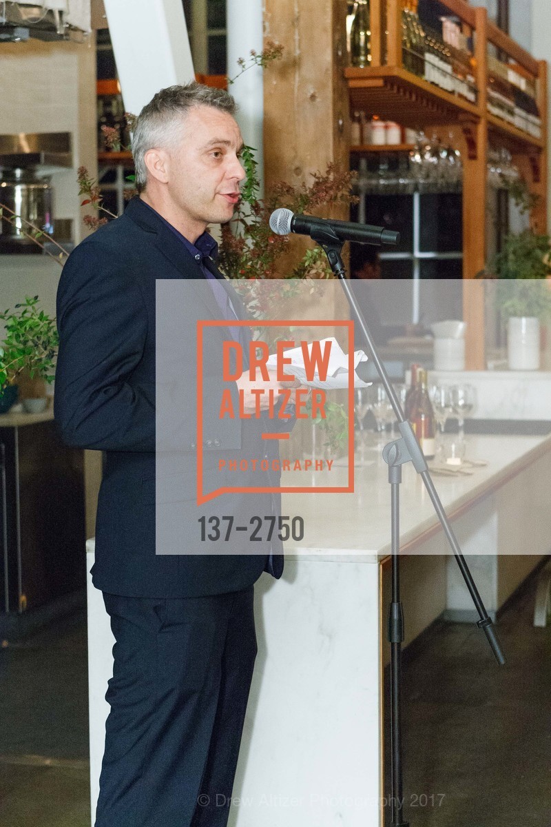 Anthony Huberman, CCA Wattis Mechanisms Artist Dinner, Tartine Manufactory. 595 Alabama Street, SF 94110, October 11th, 2017, Photo #137-2750 Anthony Huberman, Photo #137-2750