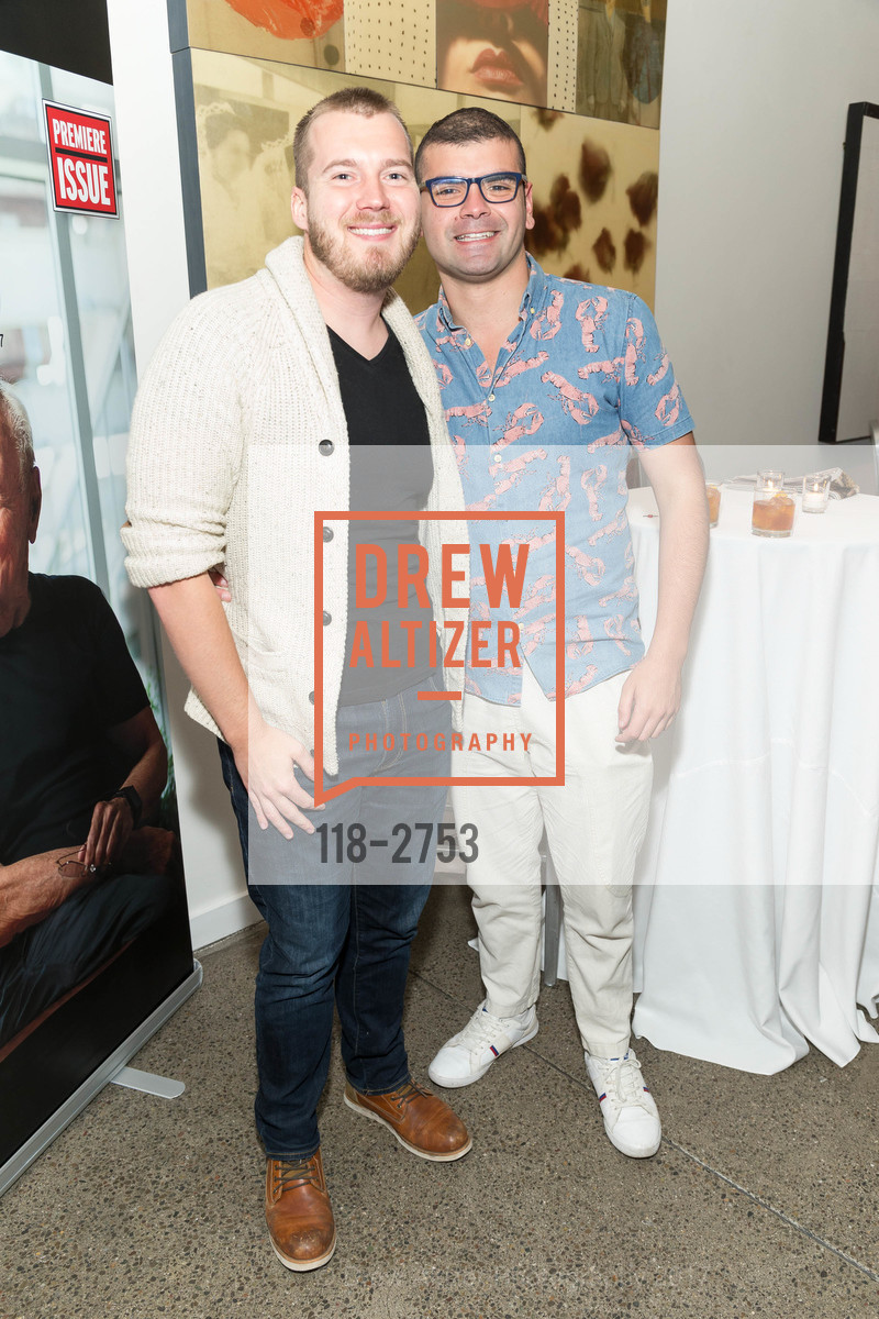 Adam Kerin, Eric Hernandez, Will Hearst's ALTA MAGAZINE Launch Party, Foreign Cinema, The Gallery Room. 2534 Mission Street, October 12th, 2017, Photo #118-2753 Adam Kerin, Eric Hernandez, Photo #118-2753