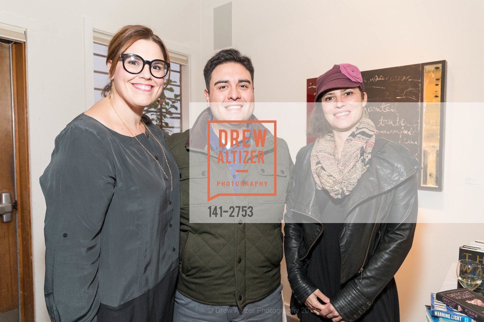 Beth Spotswood, Dustin Daza, Jackie Peters, Will Hearst's ALTA MAGAZINE Launch Party, Foreign Cinema, The Gallery Room. 2534 Mission Street, October 12th, 2017, Photo #141-2753 Beth Spotswood, Dustin Daza, Jackie Peters, Photo #141-2753