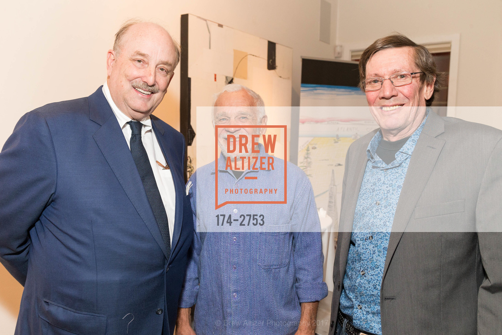 William Hearst Sr., Doug Robinson, Courtney Wilsey, Will Hearst's ALTA MAGAZINE Launch Party, Foreign Cinema, The Gallery Room. 2534 Mission Street, October 12th, 2017, Photo #174-2753 William Hearst Sr., Doug Robinson, Courtney Wilsey, Photo #174-2753