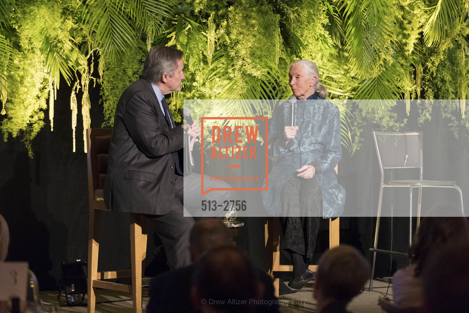 Forrest Sawyer, Jane Goodall, Gombe 2020: Tomorrow & Beyond, The Fairmont Hotel. 950 Mason Street, October 12th, 2017, Photo #513-2756 Forrest Sawyer, Jane Goodall, Photo #513-2756