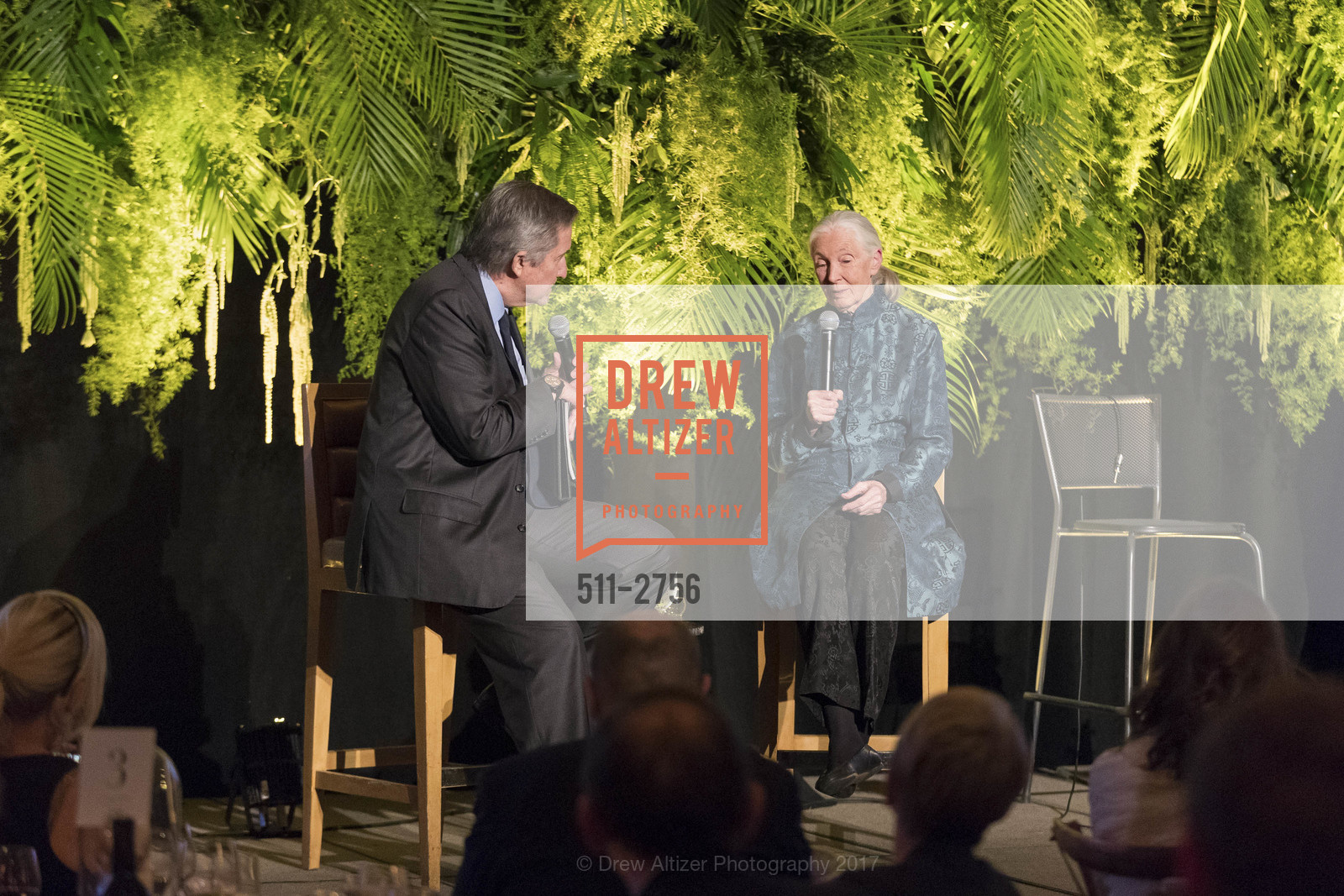 Forrest Sawyer, Jane Goodall, Gombe 2020: Tomorrow & Beyond, The Fairmont Hotel. 950 Mason Street, October 12th, 2017, Photo #511-2756 Forrest Sawyer, Jane Goodall, Photo #511-2756
