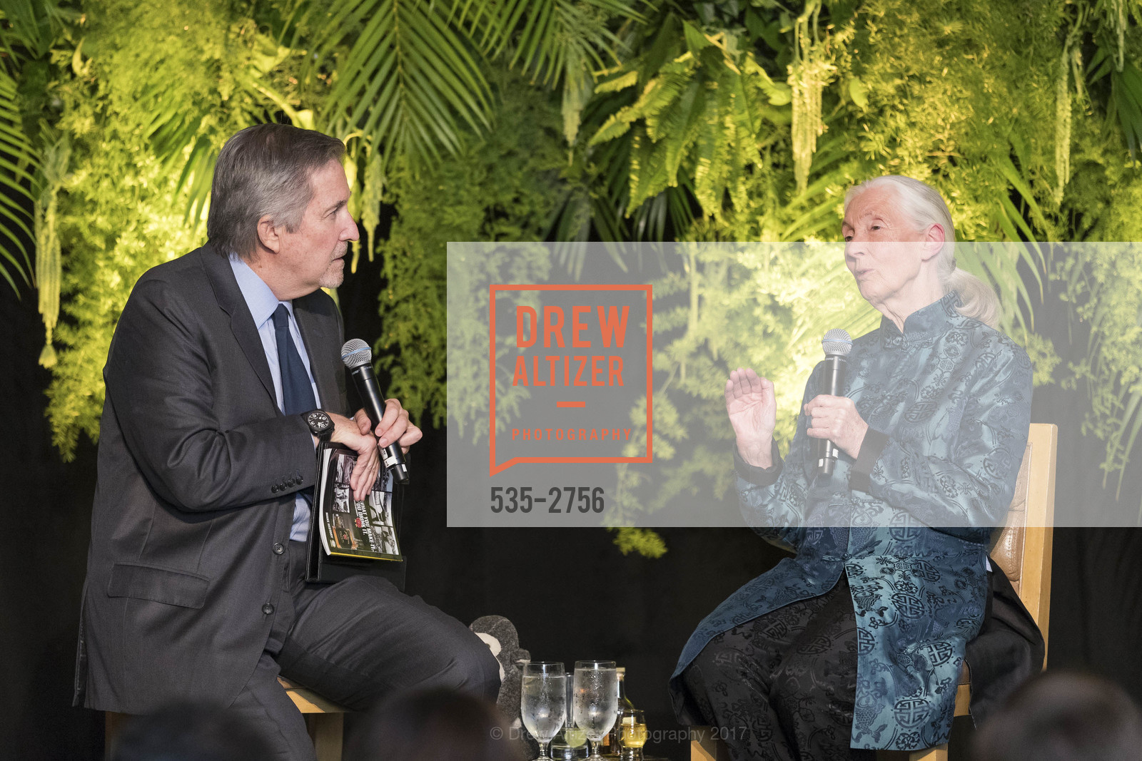 Forrest Sawyer, Jane Goodall, Gombe 2020: Tomorrow & Beyond, The Fairmont Hotel. 950 Mason Street, October 12th, 2017, Photo #535-2756 Forrest Sawyer, Jane Goodall, Photo #535-2756