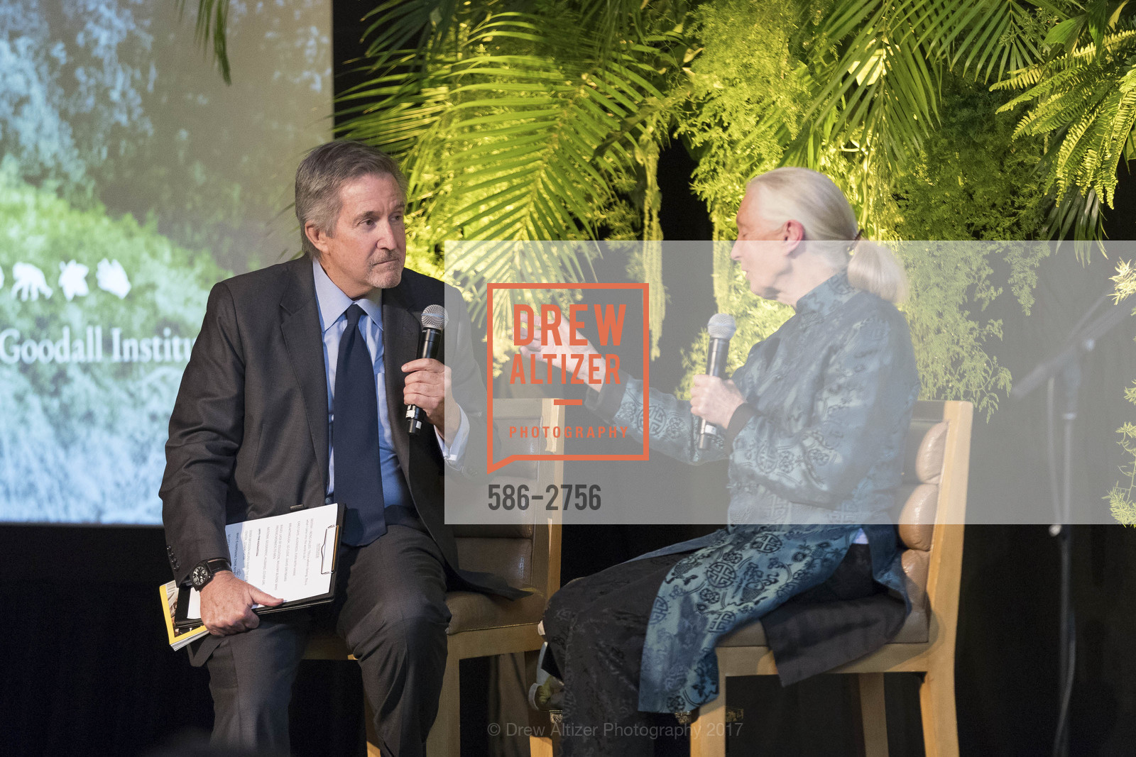 Forrest Sawyer, Jane Goodall, Gombe 2020: Tomorrow & Beyond, The Fairmont Hotel. 950 Mason Street, October 12th, 2017, Photo #586-2756 Forrest Sawyer, Jane Goodall, Photo #586-2756