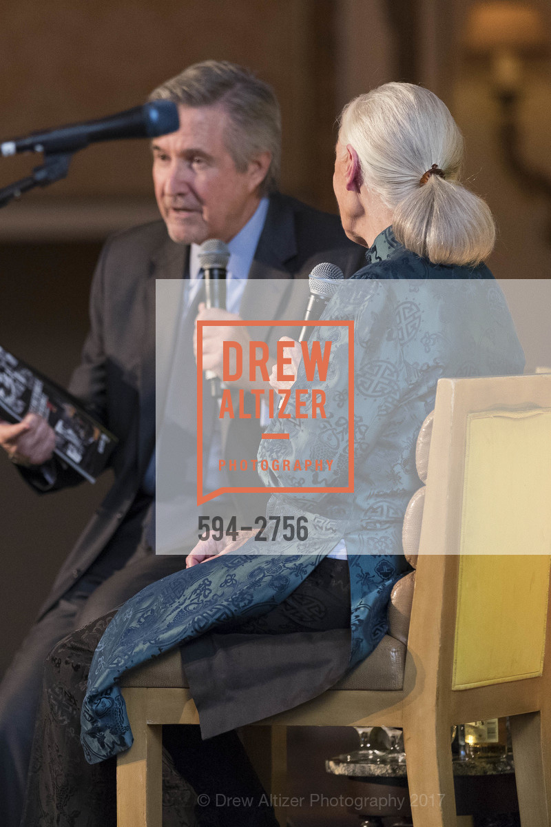 Forrest Sawyer, Jane Goodall, Gombe 2020: Tomorrow & Beyond, The Fairmont Hotel. 950 Mason Street, October 12th, 2017, Photo #594-2756 Forrest Sawyer, Jane Goodall, Photo #594-2756