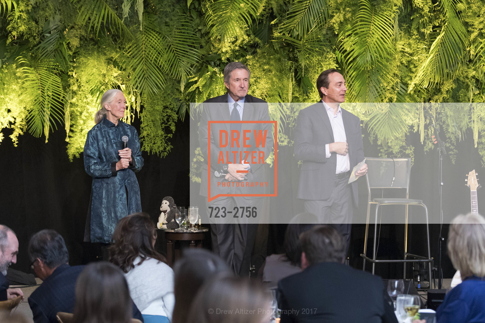 Forrest Sawyer, Jane Goodall, Charlie Knowles, Gombe 2020: Tomorrow & Beyond, The Fairmont Hotel. 950 Mason Street, October 12th, 2017, Photo #723-2756 Forrest Sawyer, Jane Goodall, Charlie Knowles, Photo #723-2756