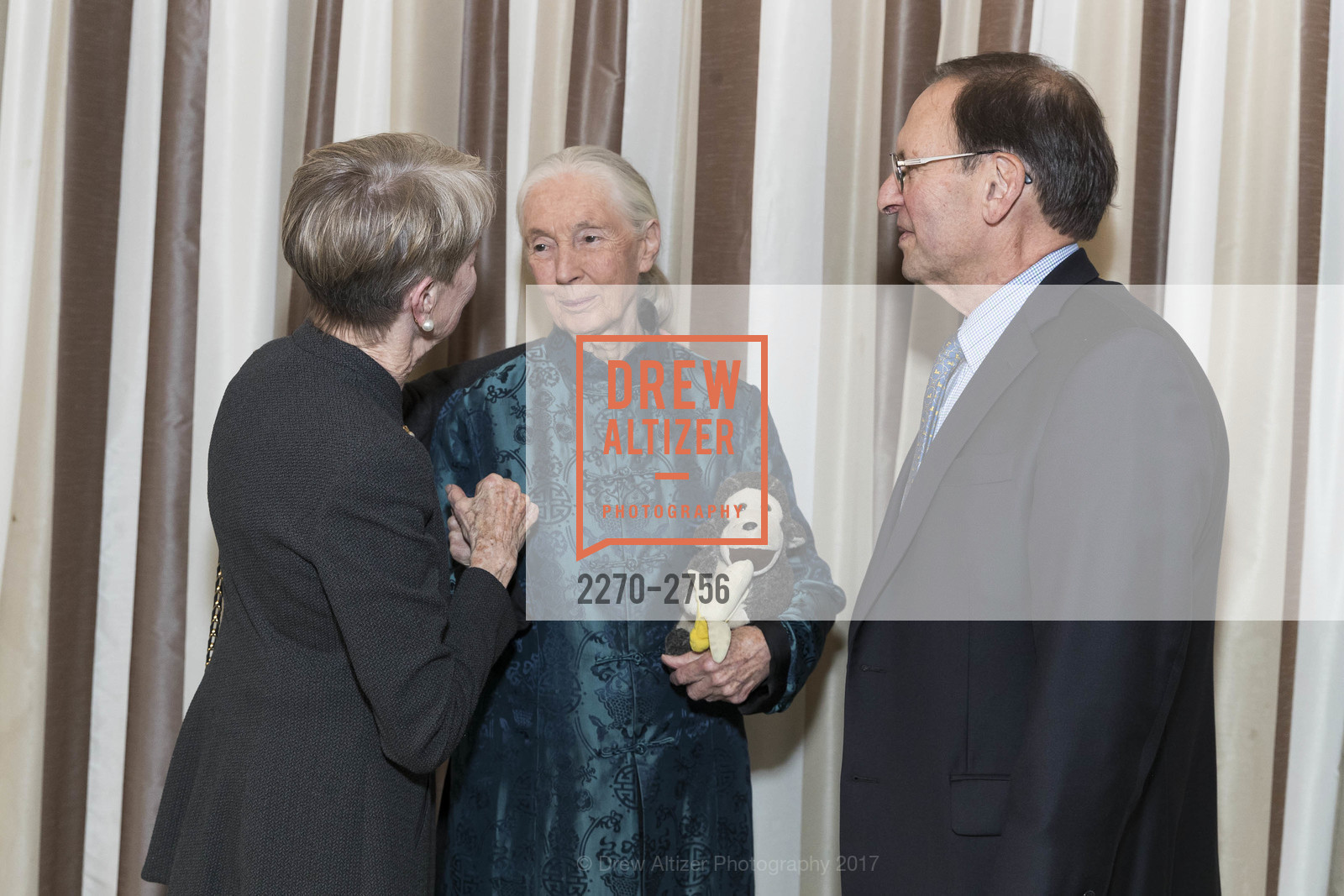 Florence Goldby, Jane Goodall, Steven Goldby, Gombe 2020: Tomorrow & Beyond, The Fairmont Hotel. 950 Mason Street, October 12th, 2017, Photo #2270-2756 Florence Goldby, Jane Goodall, Steven Goldby, Photo #2270-2756