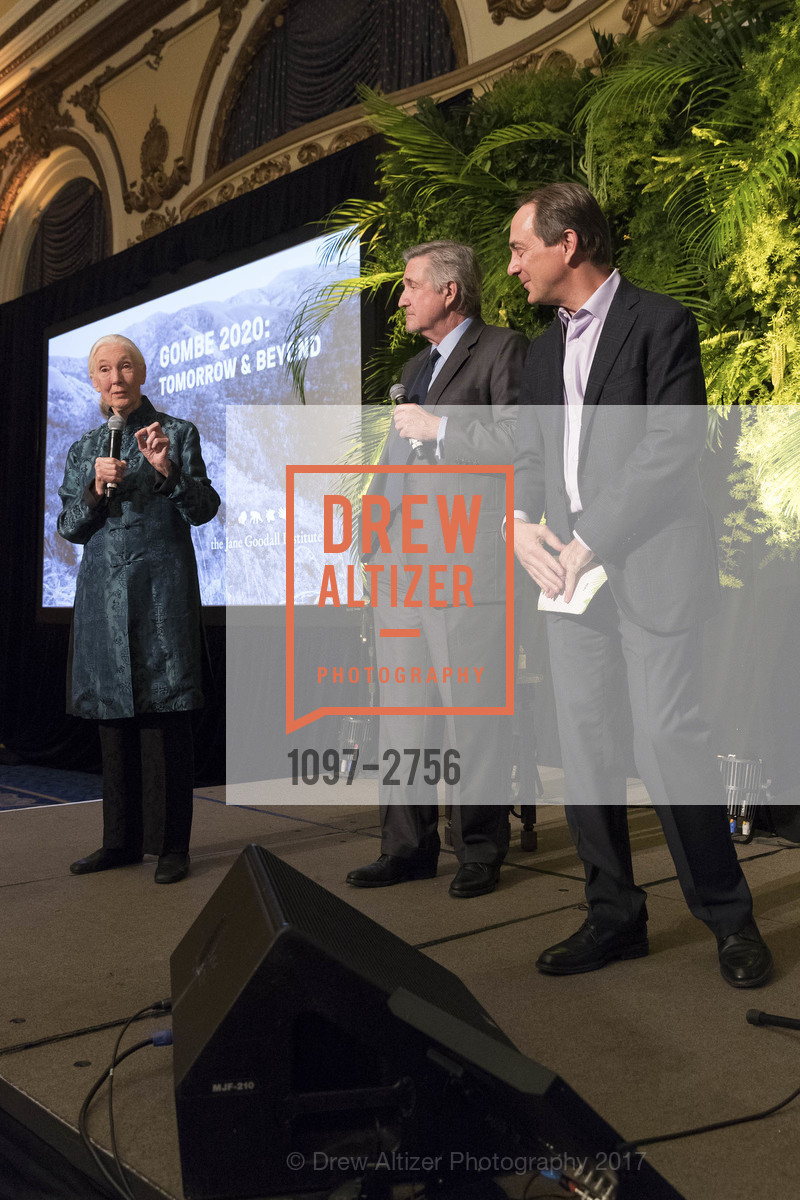 Jane Goodall, Forrest Sawyer, Charlie Knowles, Gombe 2020: Tomorrow & Beyond, The Fairmont Hotel. 950 Mason Street, October 12th, 2017, Photo #1097-2756 Jane Goodall, Forrest Sawyer, Charlie Knowles, Photo #1097-2756