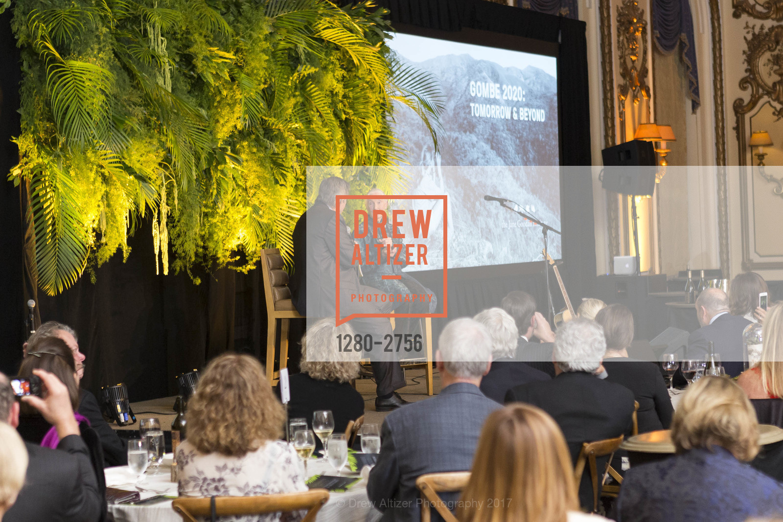 Forrest Sawyer, Jane Goodall, Gombe 2020: Tomorrow & Beyond, The Fairmont Hotel. 950 Mason Street, October 12th, 2017, Photo #1280-2756 Forrest Sawyer, Jane Goodall, Photo #1280-2756