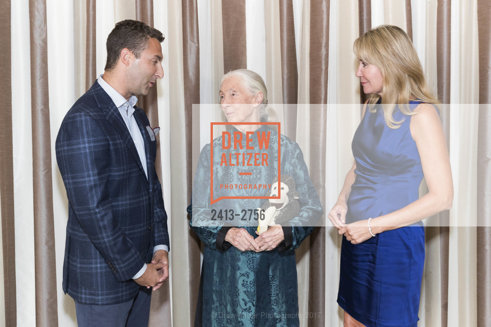 Peter Morea, Jane Goodall, Mary Schwager, Gombe 2020: Tomorrow & Beyond, The Fairmont Hotel. 950 Mason Street, October 12th, 2017, Photo #2413-2756 Peter Morea, Jane Goodall, Mary Schwager, Photo #2413-2756