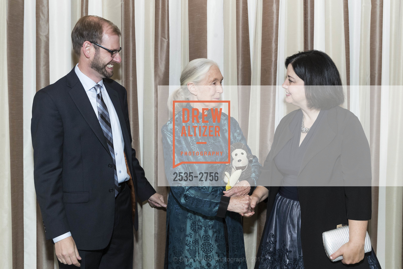 Mark Moeder, Jane Goodall, Shannon Lottmann, Gombe 2020: Tomorrow & Beyond, The Fairmont Hotel. 950 Mason Street, October 12th, 2017, Photo #2535-2756 Mark Moeder, Jane Goodall, Shannon Lottmann, Photo #2535-2756