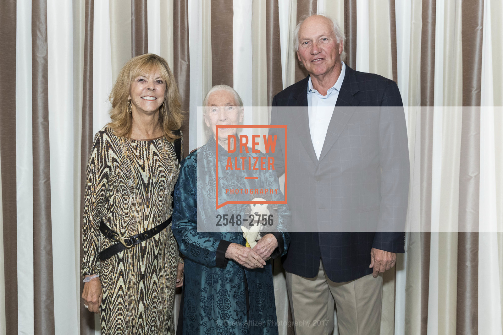 Susan Harrington, Jane Goodall, Thomas Harrington, Gombe 2020: Tomorrow & Beyond, The Fairmont Hotel. 950 Mason Street, October 12th, 2017, Photo #2548-2756 Susan Harrington, Jane Goodall, Thomas Harrington, Photo #2548-2756