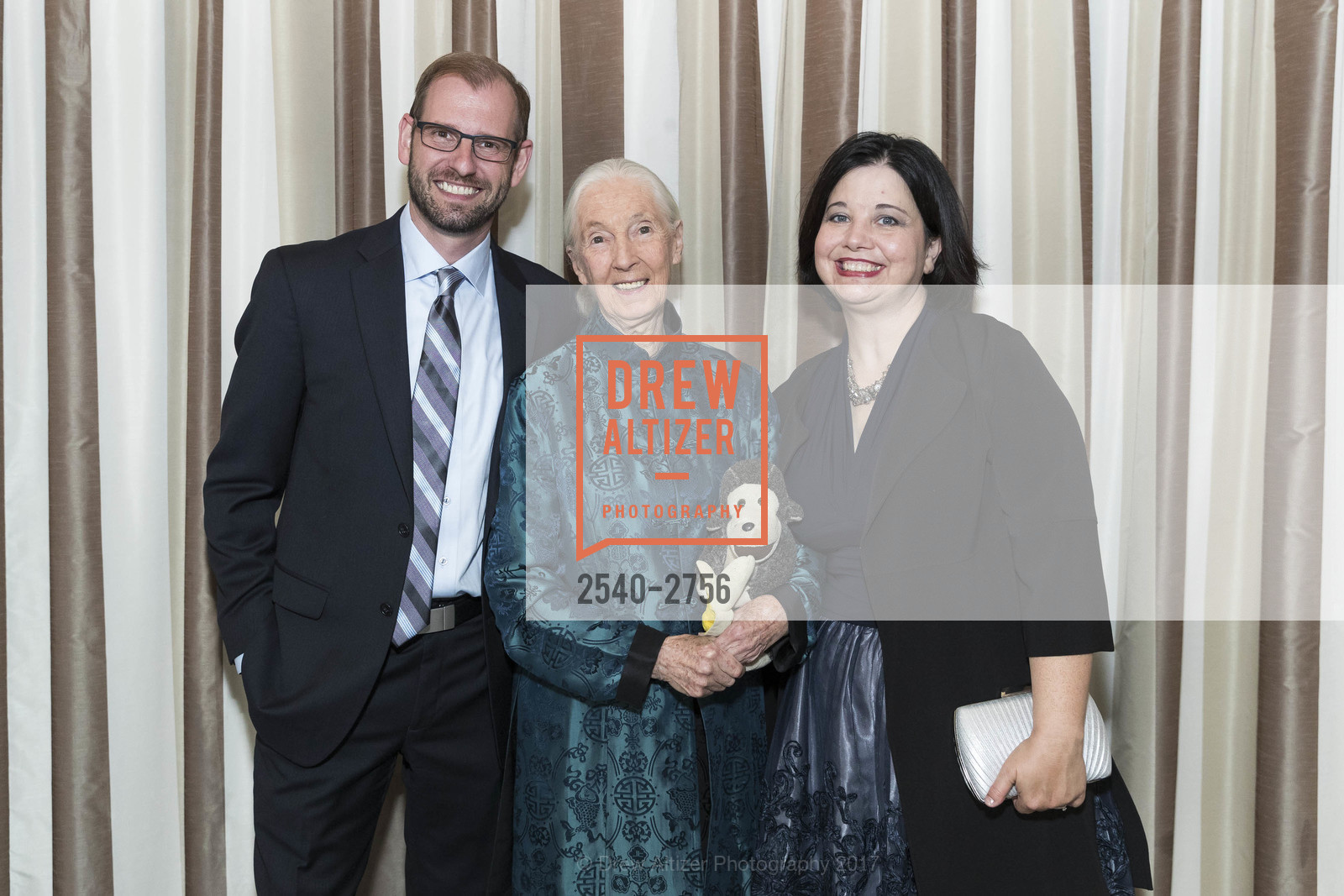 Mark Moeder, Jane Goodall, Shannon Lottmann, Gombe 2020: Tomorrow & Beyond, The Fairmont Hotel. 950 Mason Street, October 12th, 2017, Photo #2540-2756 Mark Moeder, Jane Goodall, Shannon Lottmann, Photo #2540-2756