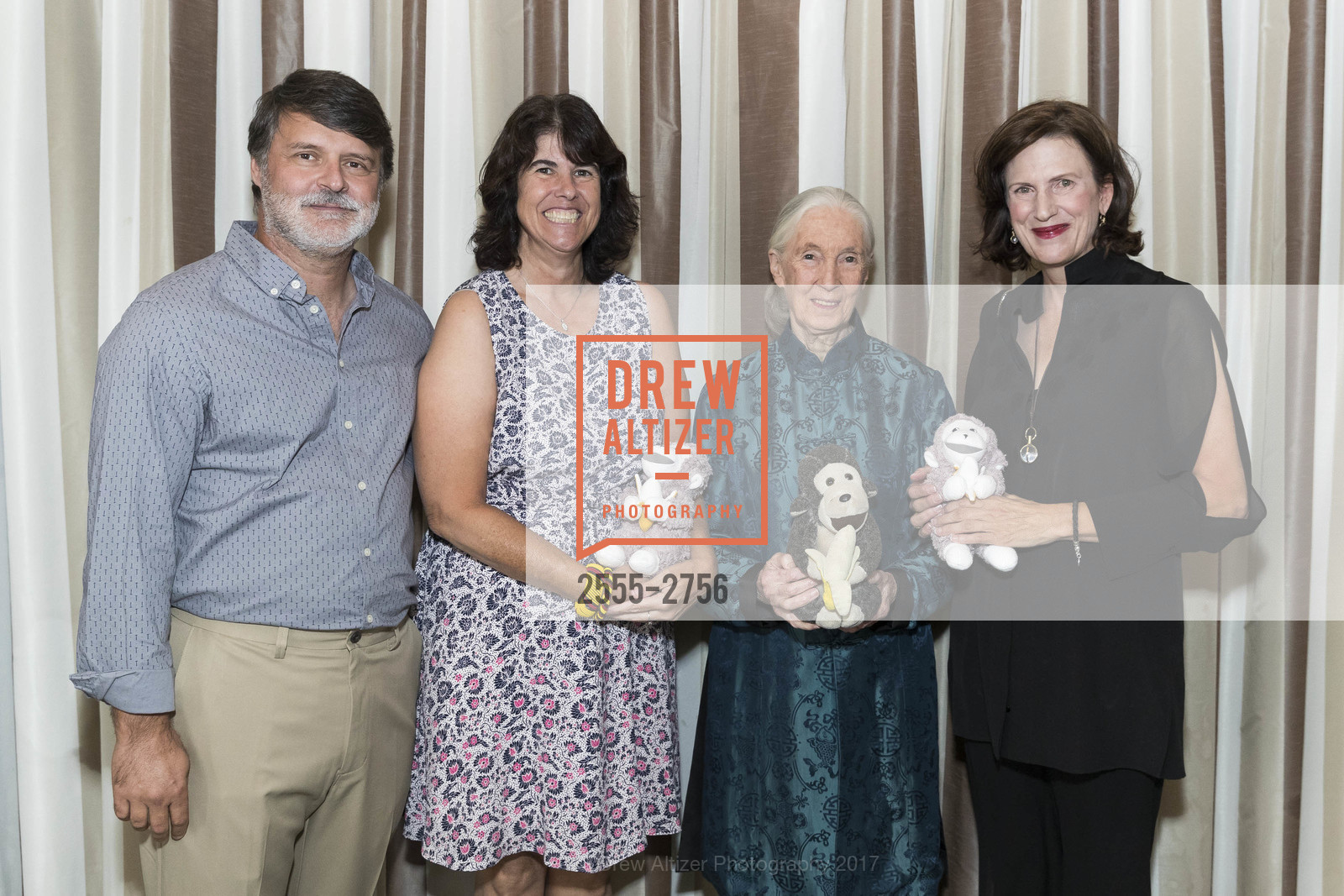 Don Gagne, Carol Gagne, Jane Goodall, Pat Price, Gombe 2020: Tomorrow & Beyond, The Fairmont Hotel. 950 Mason Street, October 12th, 2017, Photo #2555-2756 Don Gagne, Carol Gagne, Jane Goodall, Pat Price, Photo #2555-2756
