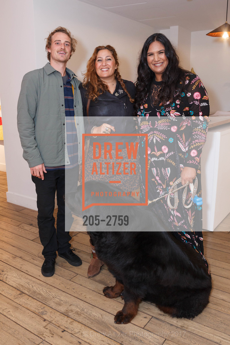 David McCavitt, Miss Van, Ashley Chandran, Chandran Gallery hosts Thomas Campbell Art Opening, Chandran Gallery. 459 geary St San Francisco, October 19th, 2017, Photo #205-2759 David McCavitt, Miss Van, Ashley Chandran, Photo #205-2759