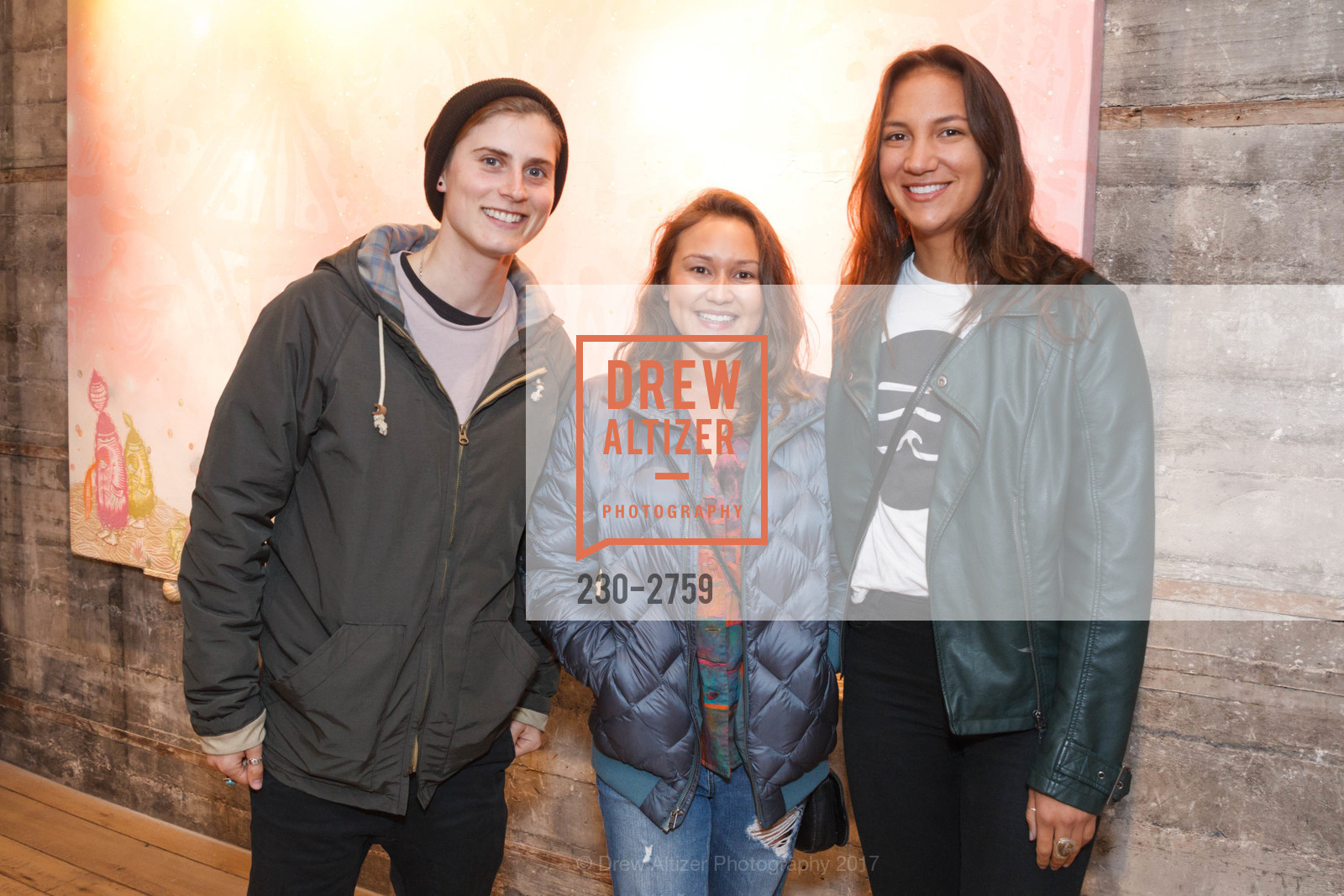 Chelsea Mandell, Vanessa Moss, Lia Nilson, Chandran Gallery hosts Thomas Campbell Art Opening, Chandran Gallery. 459 geary St San Francisco, October 19th, 2017, Photo #230-2759 Chelsea Mandell, Vanessa Moss, Lia Nilson, Photo #230-2759
