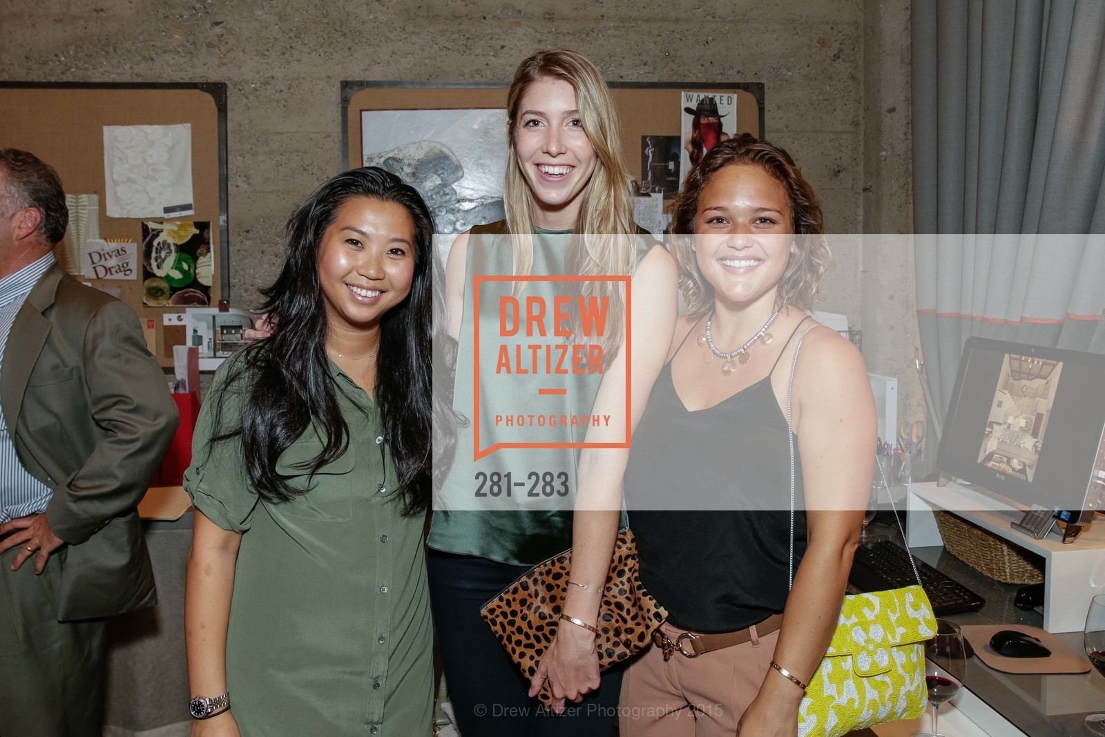 Enlin Chua, Megan McAlister, Cookie Arader, Gucci & Vogue Dinner, Jay Jeffers CAVALIER. Jay Jeffers CAVALIER, . 1035 Post Street, San Francisco 94109, September 10th, 2015, Photo #281-283 Enlin Chua, Megan McAlister, Cookie Arader, Photo #281-283
