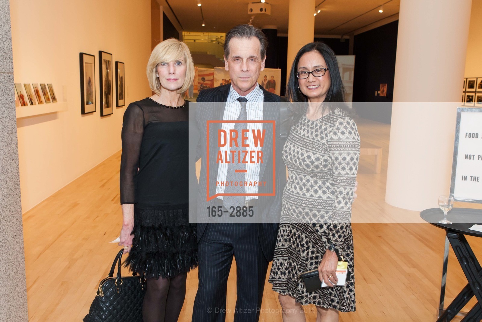 Sandra Sickerson, Kurt Francis, Evelyn Neely, SAN JOSE MUSEUM OF THE ARTS Hosts C100 Dinner, San Jose Museum of Art. 110 S Market St, San Jose, CA 95113, February 28th, 2015, Photo #165-2885 Sandra Sickerson, Kurt Francis, Evelyn Neely, Photo #165-2885