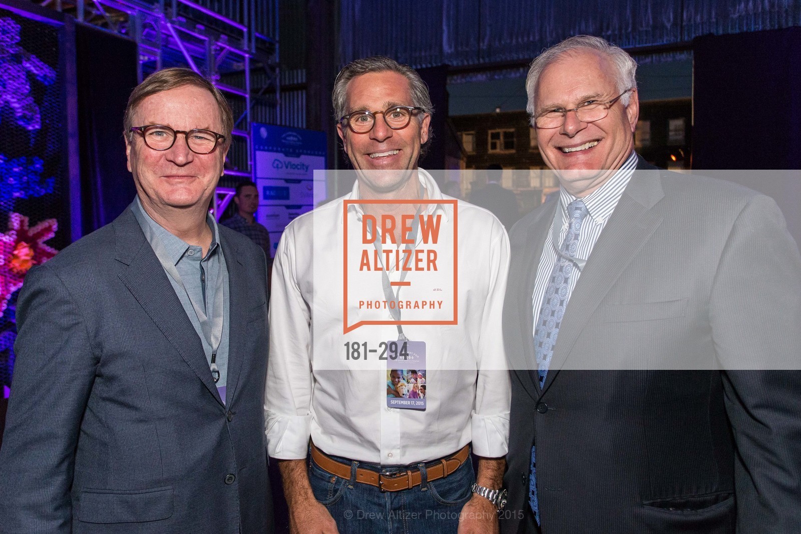 Sam Hawgood, John Lowenberg, Mark Laret, Gucci & Vogue Dinner, Pier 70. Pier 70, September 17th, 2015, Photo #181-294 Sam Hawgood, John Lowenberg, Mark Laret, Photo #181-294