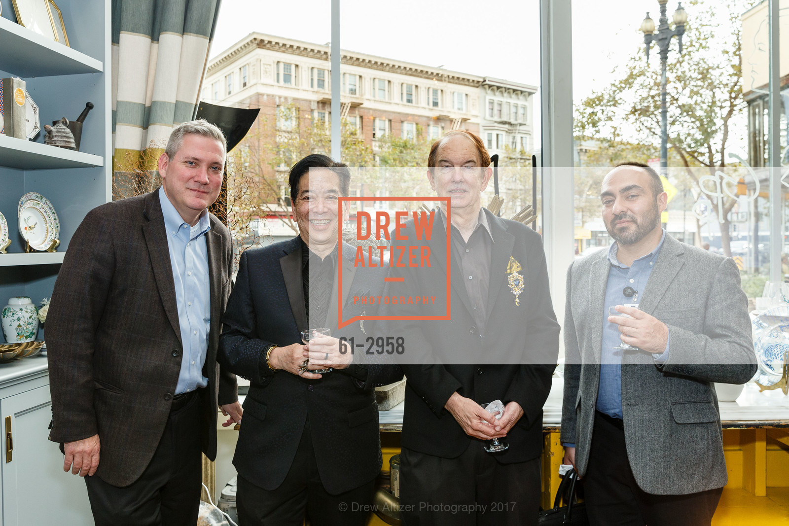 John Blazek, Ken Hamai, Jack Henyon, Henry Pachet, Jonathan Rachman celebrates Gladys Perint Palmer, 1632C Market St. SF CA 94102. 1632C Market St. SF CA 94102, October 18th, 2017, Photo #61-2958 John Blazek, Ken Hamai, Jack Henyon, Henry Pachet, Photo #61-2958