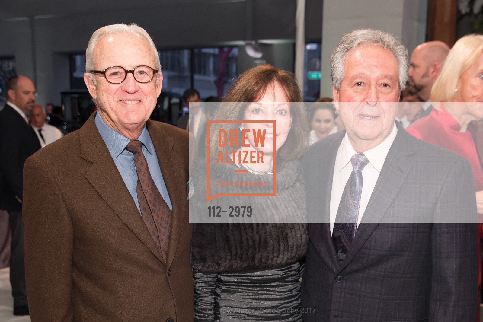 Steve Bloomer, Geri Bloomer, Howard Ardene, Celebration of Life for Richard A. Stephens, Academy of Art University Auto Museum. 1849 Washington Street SF, October 19th, 2017, Photo #112-2979 Steve Bloomer, Geri Bloomer, Howard Ardene, Photo #112-2979