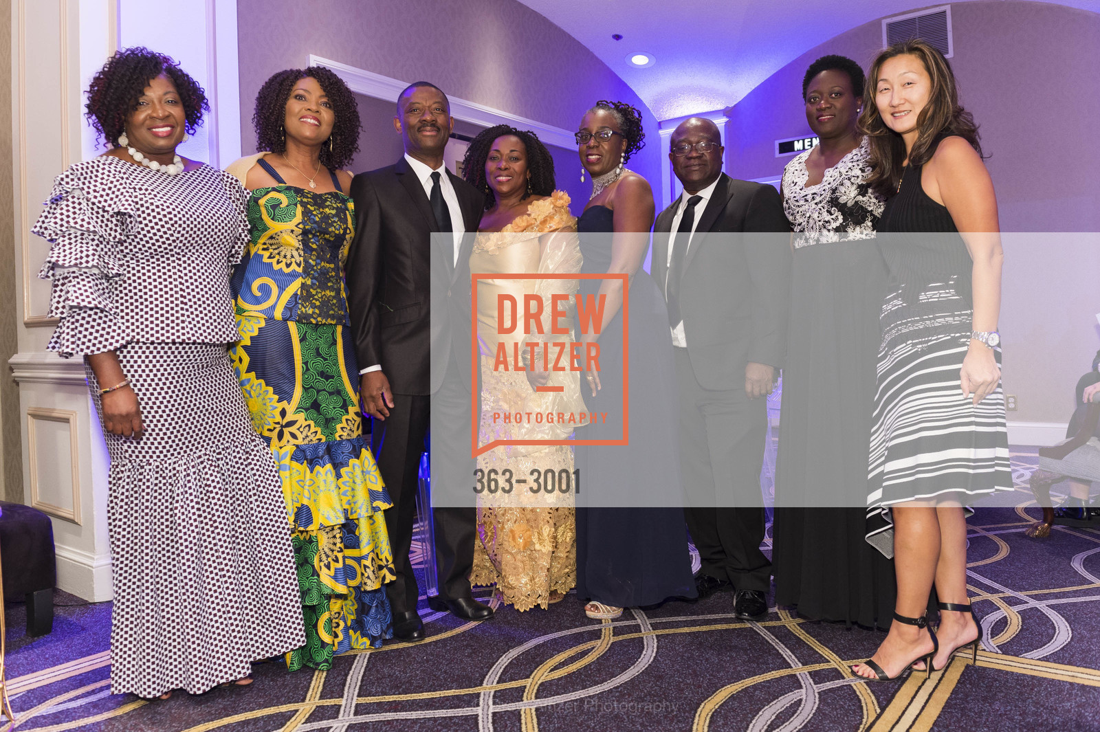 Catherine Budu, Gladys Moore, Kofi Bonner, Vivian Rahwanji, Celeste James, Yaw Asare-Aboagye, Nadia Sesay, Amy Lee, MoAD's 2017 Afropolitan Ball, Fairmont Hotel. 950 Mason St SF, Photo #363-3001 Catherine Budu, Gladys Moore, Kofi Bonner, Vivian Rahwanji, Celeste James, Yaw Asare-Aboagye, Nadia Sesay, Amy Lee, Photo #363-3001