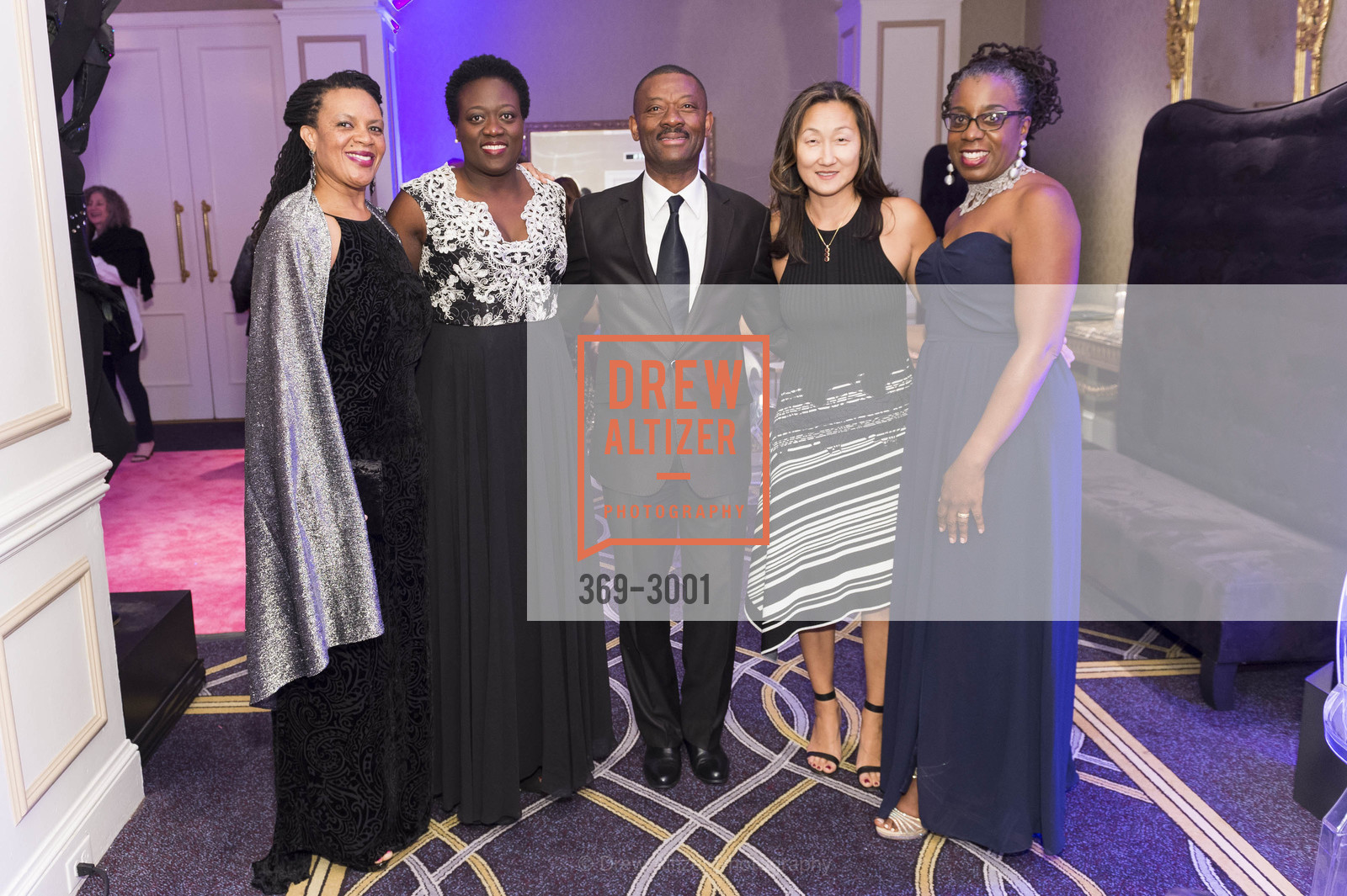 Andrea Blair, Nadia Sesay, Kofi Bonner, Amy Lee, Celeste James, MoAD's 2017 Afropolitan Ball, Fairmont Hotel. 950 Mason St SF, Photo #369-3001 Andrea Blair, Nadia Sesay, Kofi Bonner, Amy Lee, Celeste James, Photo #369-3001