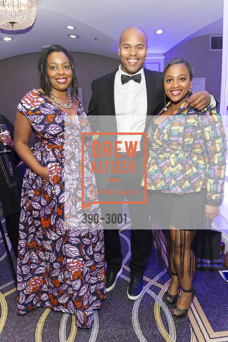 Kena Peay, Jamil Walker, Bernita Dillard, MoAD's 2017 Afropolitan Ball, Fairmont Hotel. 950 Mason St SF, Photo #390-3001 Kena Peay, Jamil Walker, Bernita Dillard, Photo #390-3001