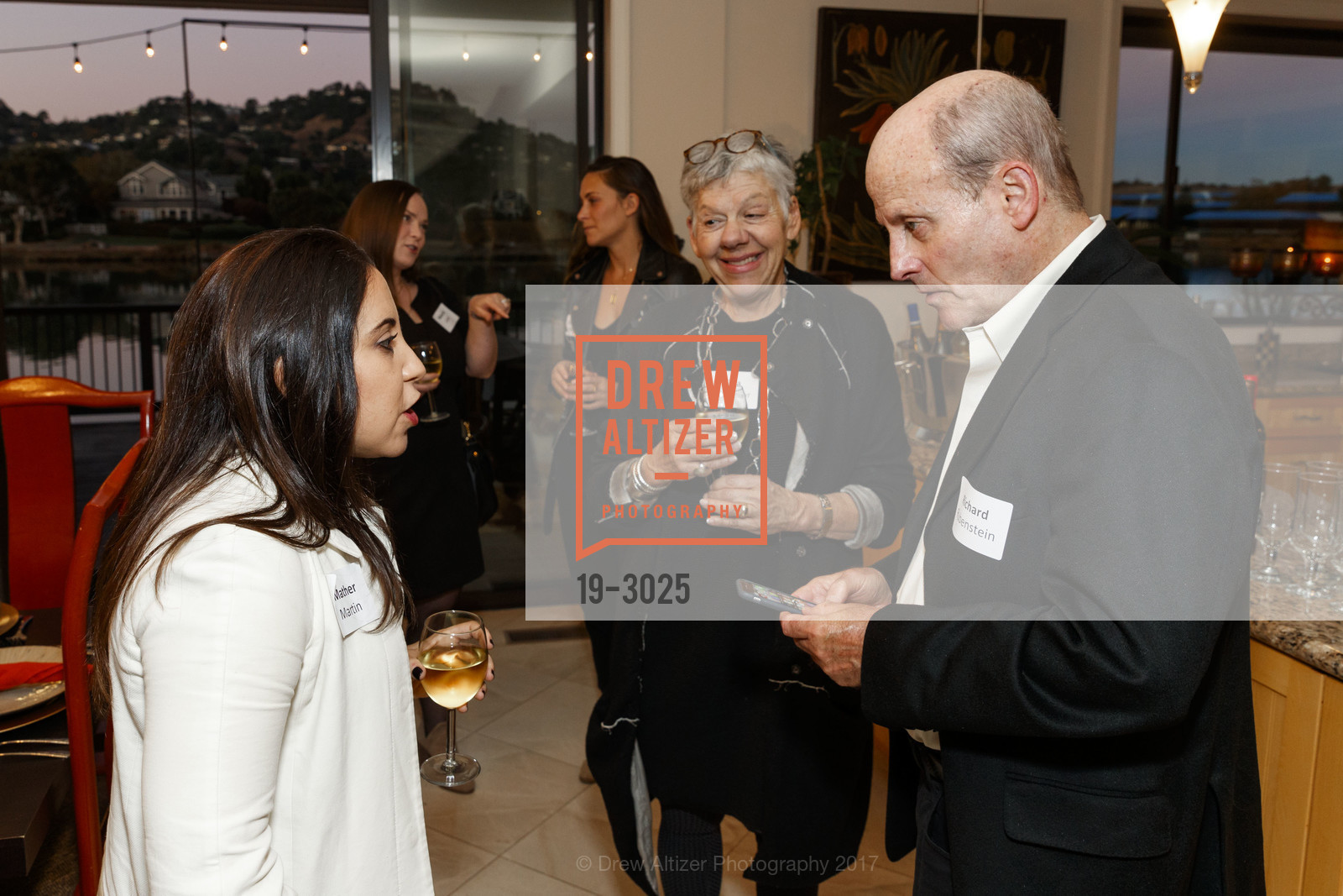 Mather Martin, Tina McArthur, Richard Rubenstein, Reception and Dinner for Senator Cory Booker, Private Residence, October 27th, 2017, Photo #19-3025 Mather Martin, Tina McArthur, Richard Rubenstein, Photo #19-3025