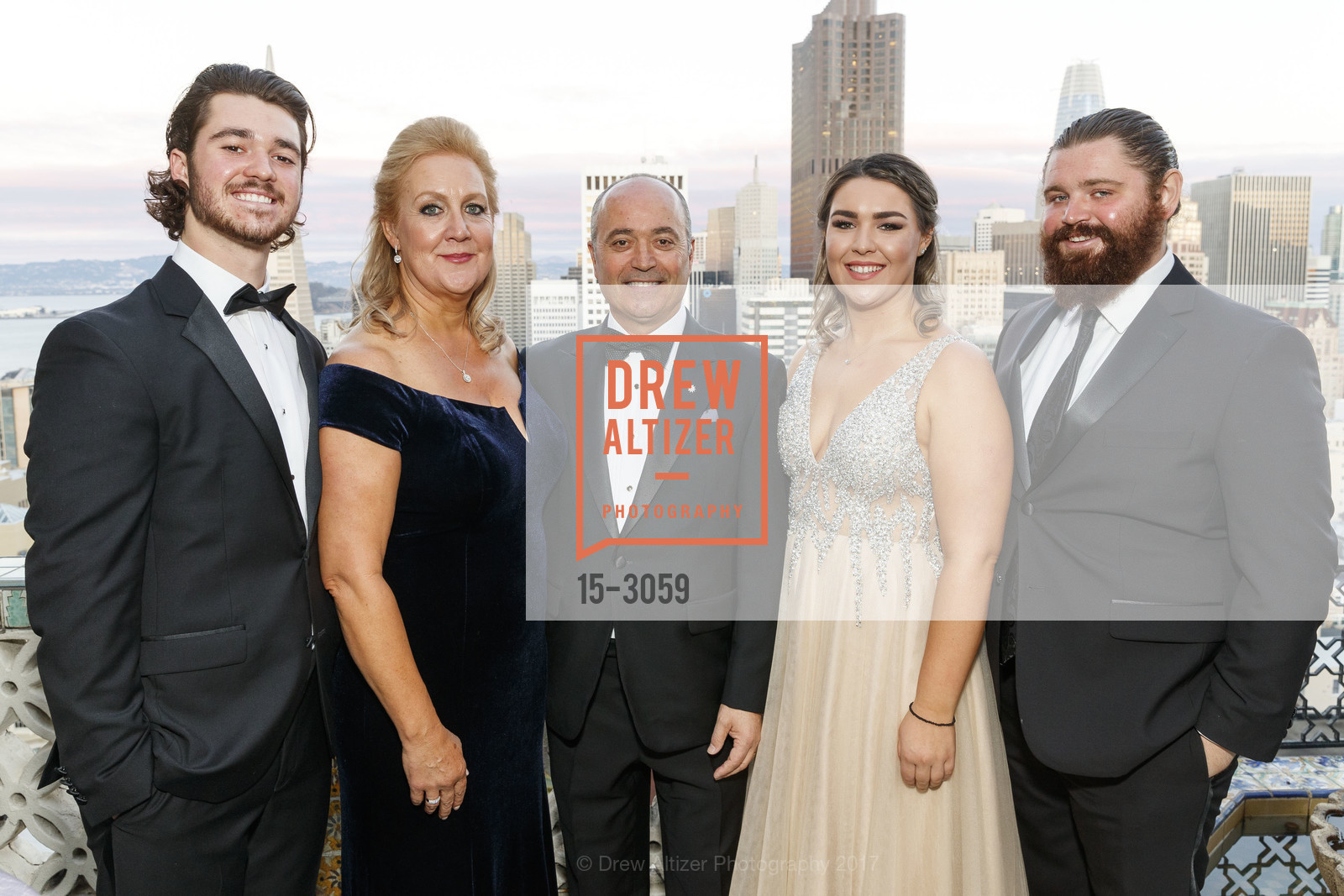 Alex Gumas, Janice Gumas, John Gumas, Stephanie Gumas, Nick Gumas, 2017 Elios Hellenic Charity Ball at the Fairmont, Fairmont Hotel, November 4th, 2017, Photo #15-3059 Alex Gumas, Janice Gumas, John Gumas, Stephanie Gumas, Nick Gumas, Photo #15-3059