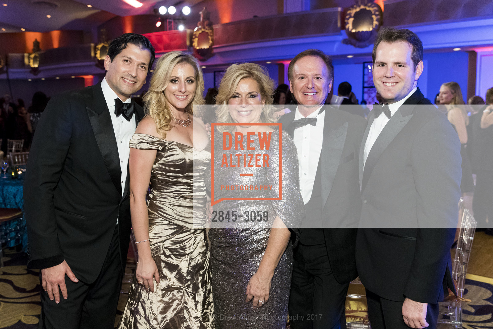 Dennis Leventis, Marianna Kosturos, Christine Kosturos, Nick Kosturos, Nick Kosturos Jr., 2017 Elios Hellenic Charity Ball at the Fairmont, Fairmont Hotel, November 4th, 2017, Photo #2845-3059 Dennis Leventis, Marianna Kosturos, Christine Kosturos, Nick Kosturos, Nick Kosturos Jr., Photo #2845-3059