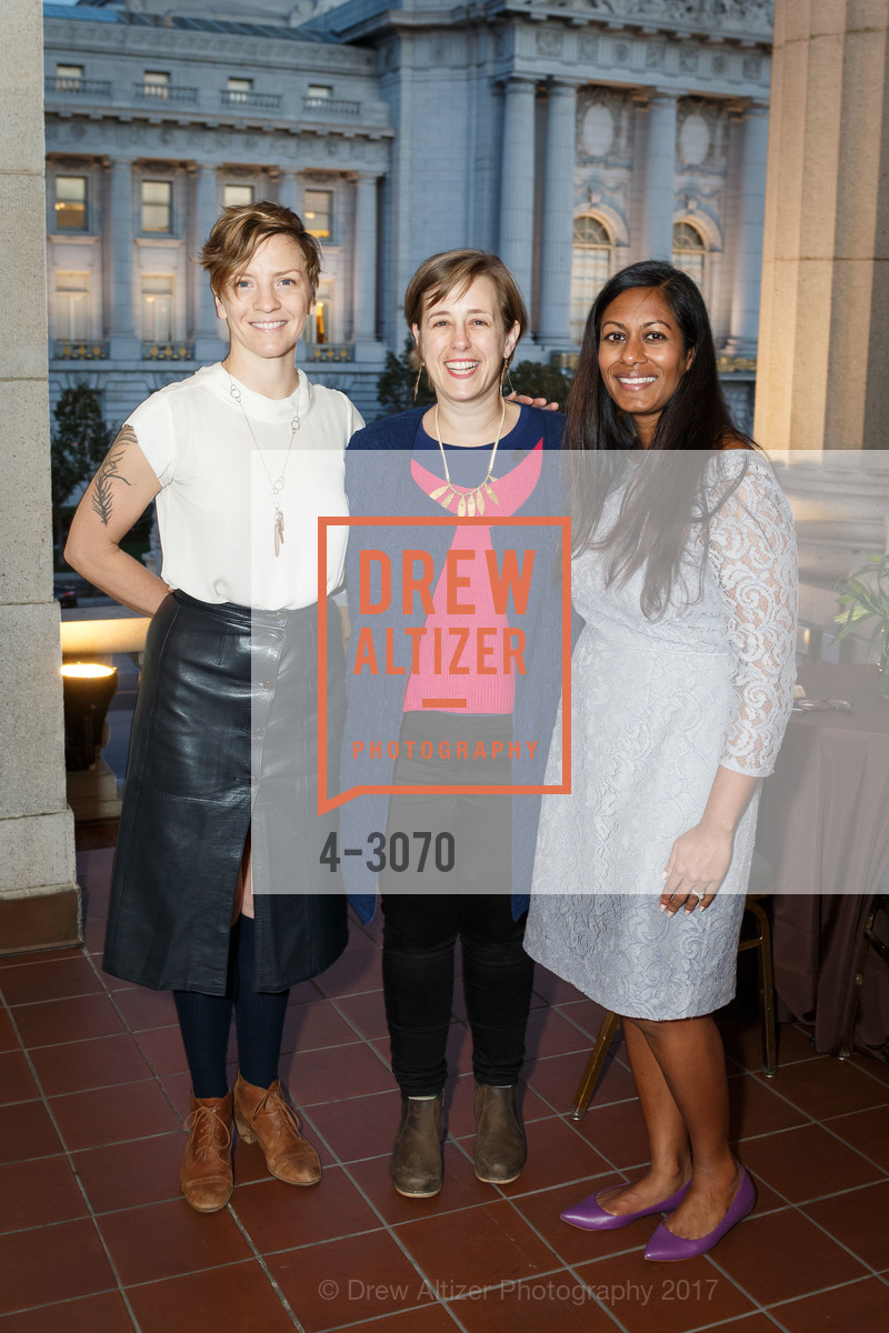 Julie Phelps, Jessica Mele, Suneetha Venigalla, Community Arts Stabilization Trust (CAST) Thank You Party, SFAC Gallery, Herbst Building. 401 Van Ness Avenue, November 7th, 2017, Photo #4-3070 Julie Phelps, Jessica Mele, Suneetha Venigalla, Photo #4-3070