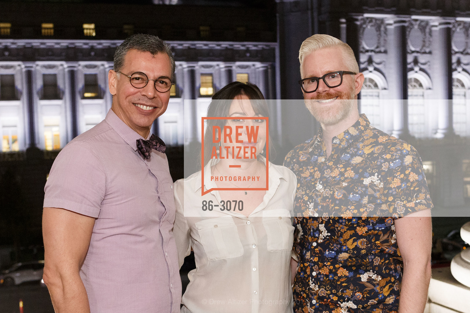 Tom Vindiola, Garance Marneur, Miles Walls, Community Arts Stabilization Trust (CAST) Thank You Party, SFAC Gallery, Herbst Building. 401 Van Ness Avenue, November 7th, 2017, Photo #86-3070 Tom Vindiola, Garance Marneur, Miles Walls, Photo #86-3070
