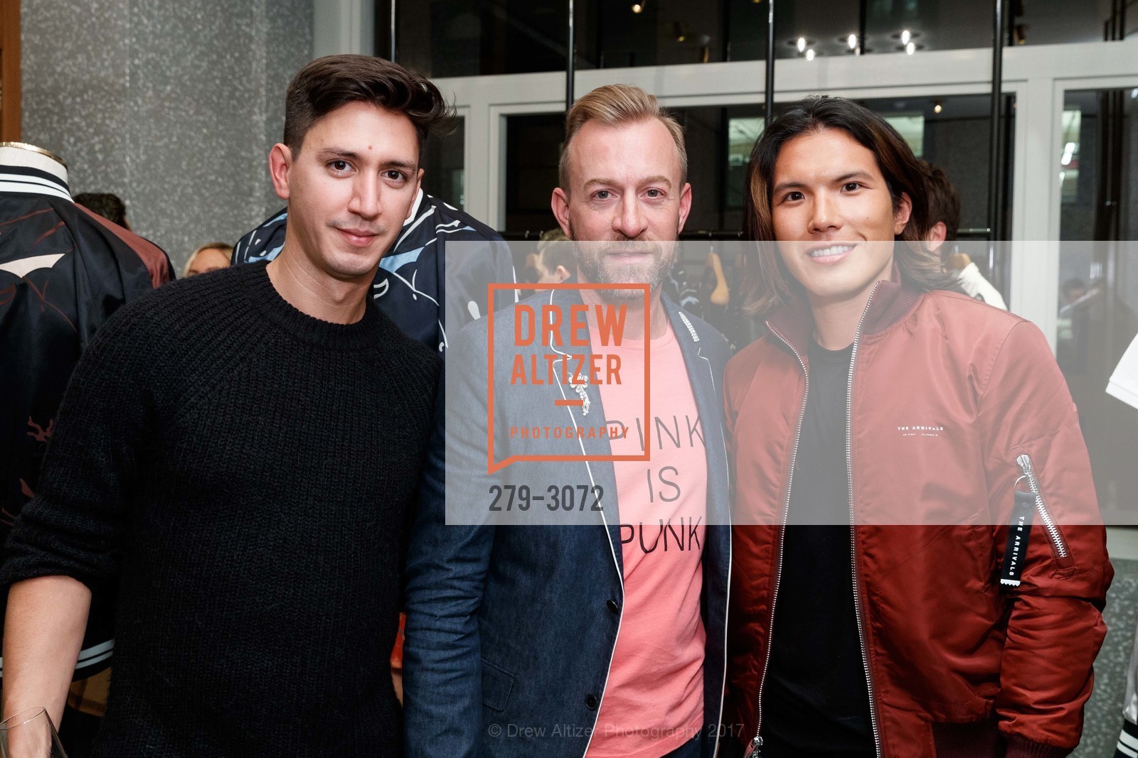 Jess Haro, Michael Purdy, Marc Yuquico, Valentino Celebrates Men's Collection, Valentino Store. 05 Grant Avenue, November 7th, 2017, Photo #279-3072 Jess Haro, Michael Purdy, Marc Yuquico, Photo #279-3072