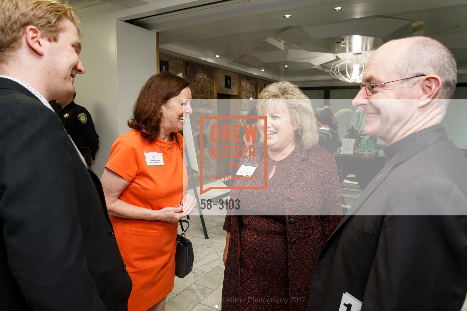 Aaron Tiedemann, Alexandra Morgan, Sharon McCarthy, Paul Fitzgerald, Leo T. McCarthy Award & 15th Anniversary Celebration, Julia Morgan Ballroom. 465 California Street, San Francisco, November 9th, 2017, Photo #58-3103 Aaron Tiedemann, Alexandra Morgan, Sharon McCarthy, Paul Fitzgerald, Photo #58-3103