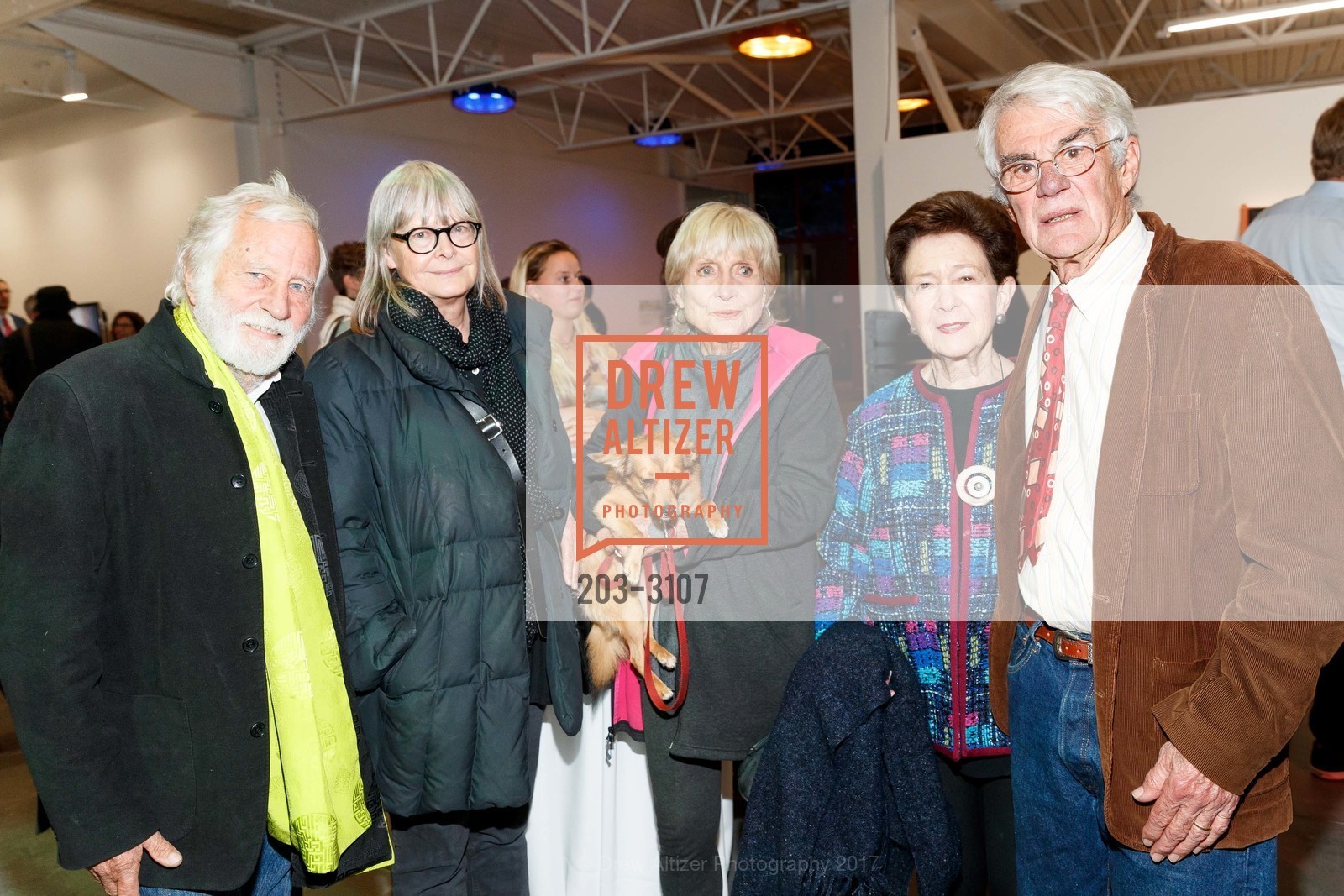 David Best, Diana Fuller, Roselyne Swig, SFAI Fort Mason Opening Spectacle, Pier 2. 2 Marina Blvd, November 10th, 2017, Photo #203-3107 David Best, Diana Fuller, Roselyne Swig, Photo #203-3107