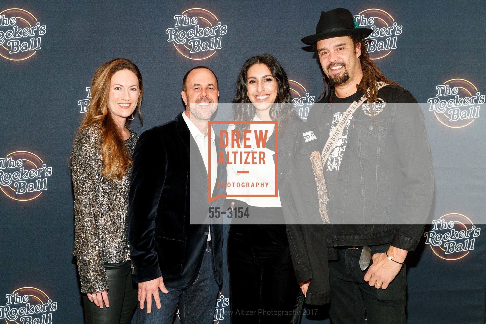 Shawna Graham, David Graham, Sara Agah Franti, Michael Franti, Do It For The Love Foundation's 2nd Annual ROCKER'S BALL, Fairmont San Francisco. 950 Mason Street, San Francisco, CA 94108, November 17th, 2017, Photo #55-3154 Shawna Graham, David Graham, Sara Agah Franti, Michael Franti, Photo #55-3154