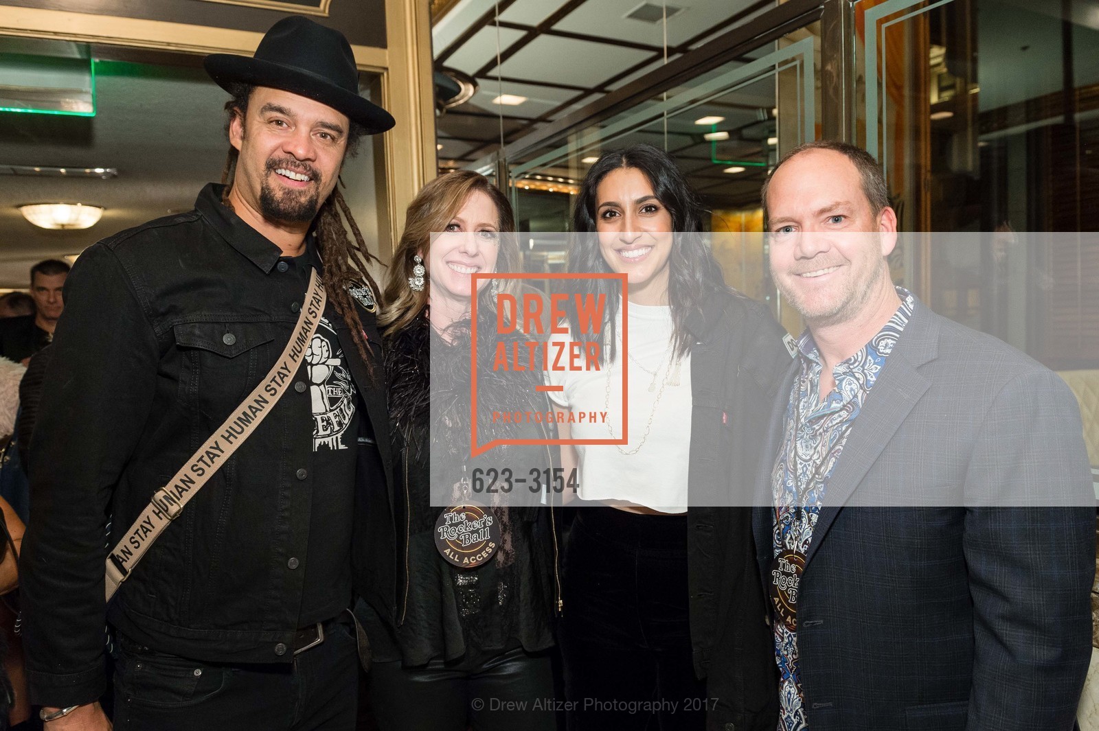 Michael Franti, Melinda Reed, Sara Agah Franti, Rick Reed, Do It For The Love Foundation's 2nd Annual ROCKER'S BALL, Fairmont San Francisco. 950 Mason Street, San Francisco, CA 94108, November 17th, 2017, Photo #623-3154 Michael Franti, Melinda Reed, Sara Agah Franti, Rick Reed, Photo #623-3154
