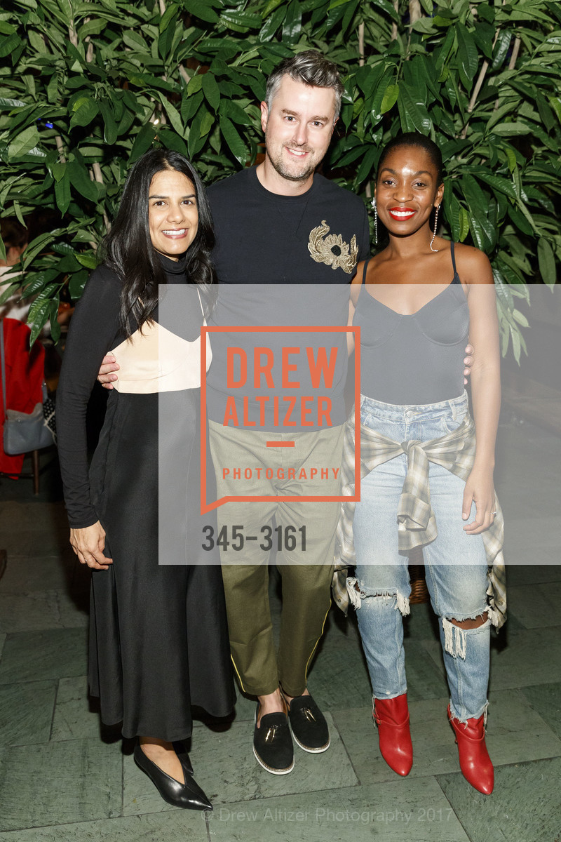 Alvina Patel, Jeffery Fowler, Rajni Jacques, McMullen Boutique 10th Year Anniversary Dinner hosted by FARFETCH, International Smoke. 301 Mission Street, November 16th, 2017, Photo #345-3161 Alvina Patel, Jeffery Fowler, Rajni Jacques, Photo #345-3161