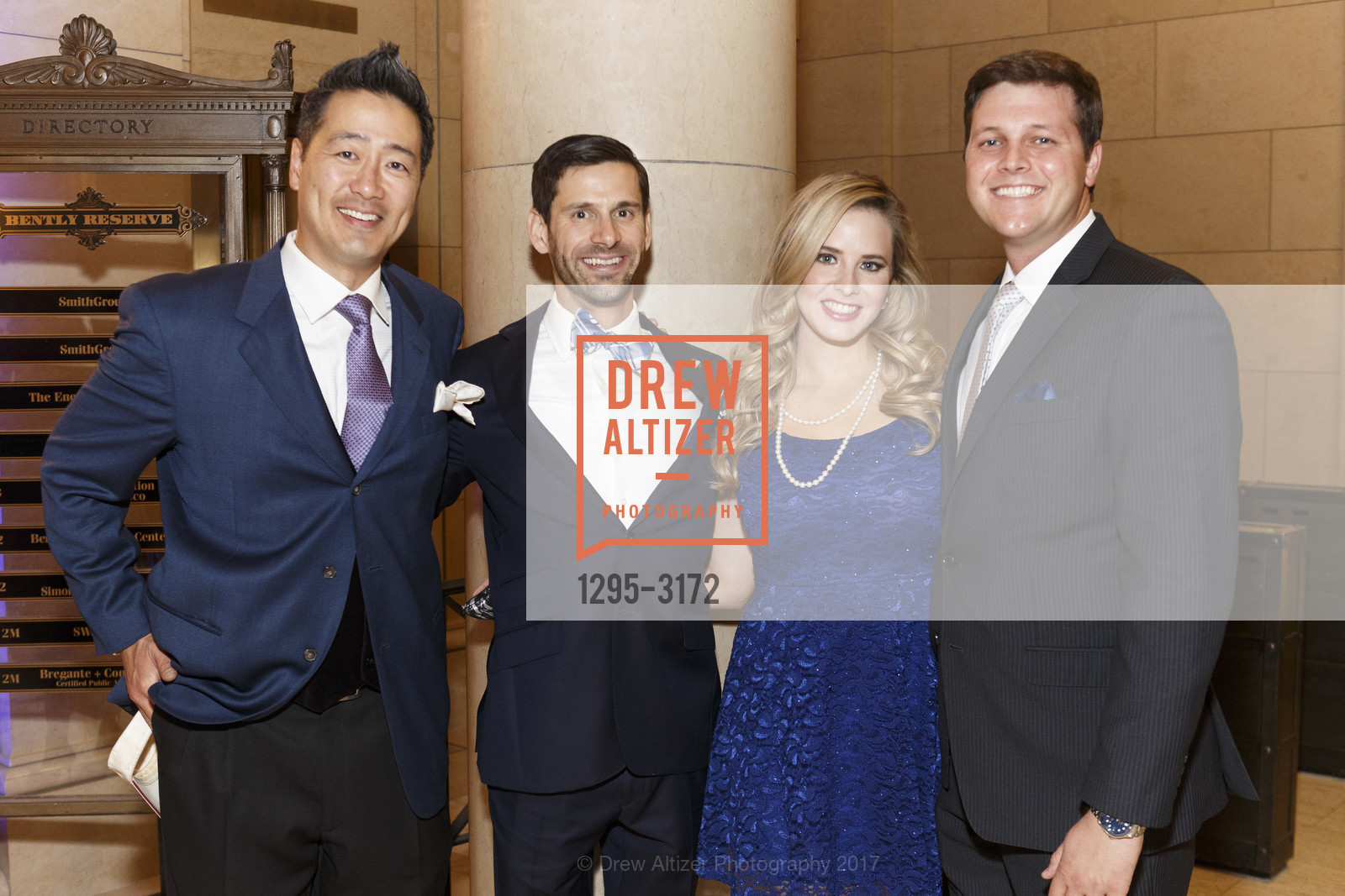 Larry Chiang, Brennan Angel, Elizabeth Sgarrella, David Schmidt, St. Francis Foundation's White Caps & Night Caps 2017, Benetly Reserve. 301 Battery Street United States, November 18th, 2017, Photo #1295-3172 Larry Chiang, Brennan Angel, Elizabeth Sgarrella, David Schmidt, Photo #1295-3172