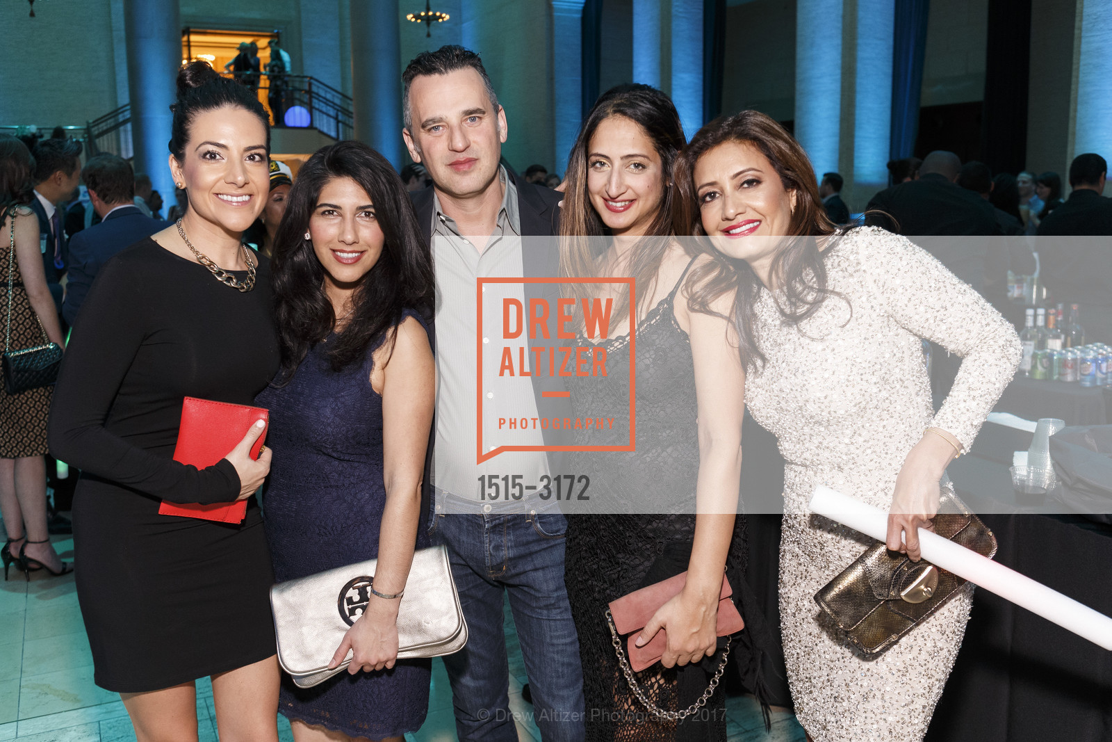 Leila Sarraf, Lester Moe, Sarita Satpathy, St. Francis Foundation's White Caps & Night Caps 2017, Benetly Reserve. 301 Battery Street United States, November 18th, 2017, Photo #1515-3172 Leila Sarraf, Lester Moe, Sarita Satpathy, Photo #1515-3172