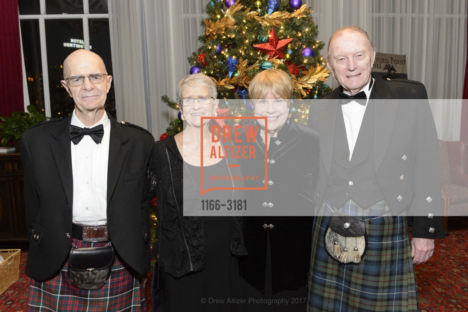 Philip Dahnken, Norma Dahnken, Judith Kell, James Robertson, St Andrew's Society of San Francisco 154th Annual Banquet & Ball, Marines' Memorial Club. 609 Sutter St, November 25th, 2017, Photo #1166-3181 Philip Dahnken, Norma Dahnken, Judith Kell, James Robertson, Photo #1166-3181