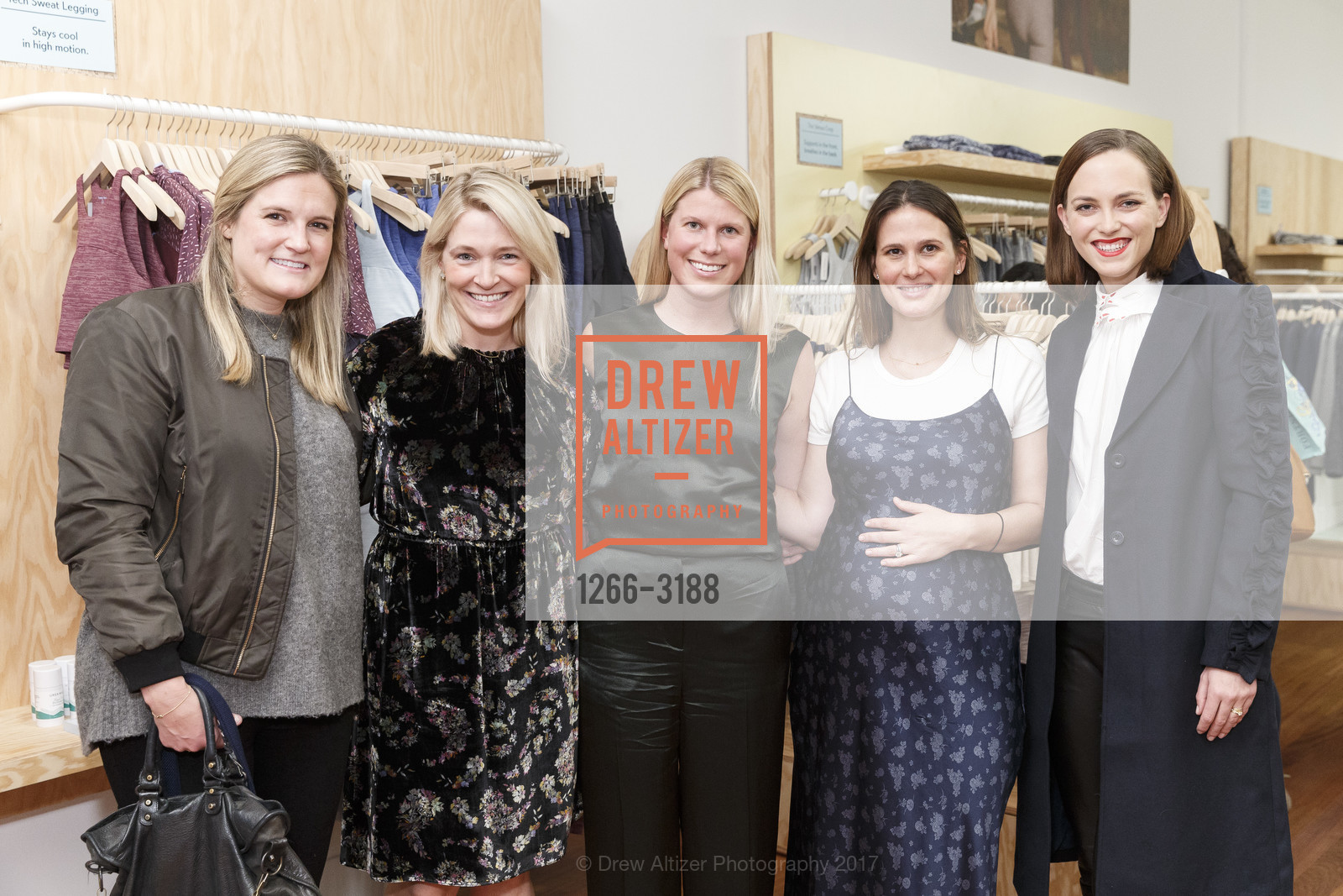 Christie Chocovich, Ashley Shepherd, Sarah Wendell, Hannah McKinley, Caroline Rooney Serrano, OUTDOOR VOICES Opening Party, Outdoor Voices Shop. 555 Hayes Valley, November 30th, 2017, Photo #1266-3188 Christie Chocovich, Ashley Shepherd, Sarah Wendell, Hannah McKinley, Caroline Rooney Serrano, Photo #1266-3188
