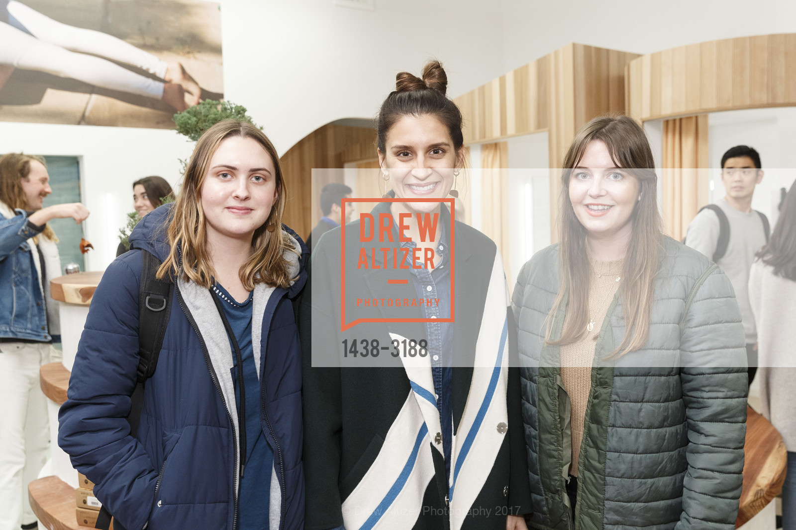 Amanda Knapp, Lisa Hopey, Allison Sparkuhl, OUTDOOR VOICES Opening Party, Outdoor Voices Shop. 555 Hayes Valley, November 30th, 2017, Photo #1438-3188 Amanda Knapp, Lisa Hopey, Allison Sparkuhl, Photo #1438-3188