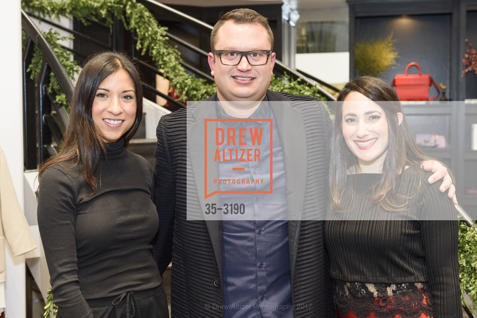 Toni Lessler Mills, Graham Wetzbarger, Jacqueline Oloff, The RealReal Pop Up Opening Party, The RealReal Pop Up Shop. 222 Stockton Street, November 30th, 2017, Photo #35-3190 Toni Lessler Mills, Graham Wetzbarger, Jacqueline Oloff, Photo #35-3190
