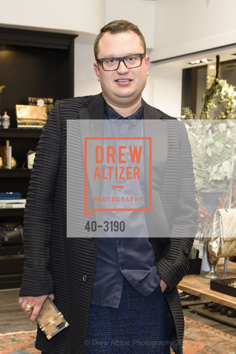 Graham Wetzbarger, The RealReal Pop Up Opening Party, The RealReal Pop Up Shop. 222 Stockton Street, November 30th, 2017, Photo #40-3190 Graham Wetzbarger, Photo #40-3190