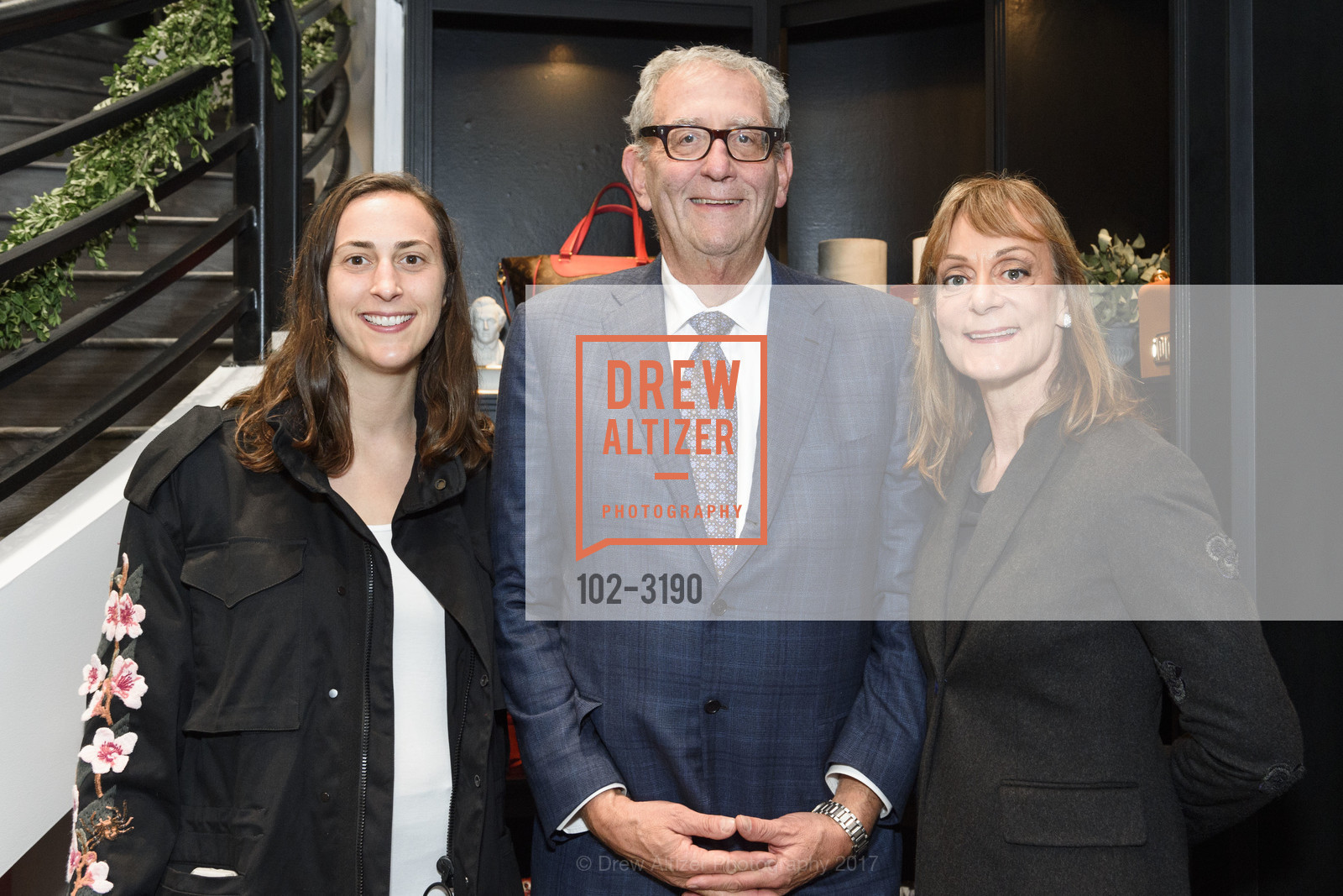 Camilla Polakoff, Phil Polakoff, Nancy Pfund, The RealReal Pop Up Opening Party, The RealReal Pop Up Shop. 222 Stockton Street, November 30th, 2017, Photo #102-3190 Camilla Polakoff, Phil Polakoff, Nancy Pfund, Photo #102-3190