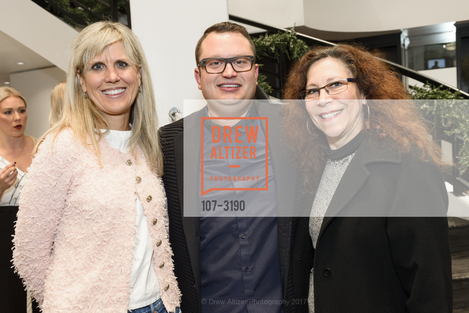 Fran Taska, Graham Wetzbarger, Susan Person, The RealReal Pop Up Opening Party, The RealReal Pop Up Shop. 222 Stockton Street, November 30th, 2017, Photo #107-3190 Fran Taska, Graham Wetzbarger, Susan Person, Photo #107-3190