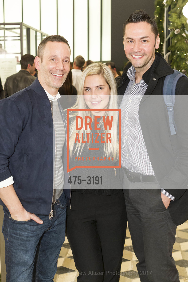 Chris Gravett, Quinn Davis, Pedro Arista, Banana Republic x Baxter of California Pop Up Party, Banana Republic. 256 Grant Avenue, November 30th, 2017, Photo #475-3191 Chris Gravett, Quinn Davis, Pedro Arista, Photo #475-3191
